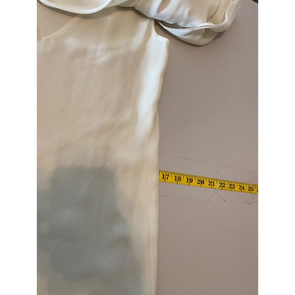 Ivory Draped Front Sleeveless Formal Maxi Dress Beaded Shoulders Small - Picture 5 of 6